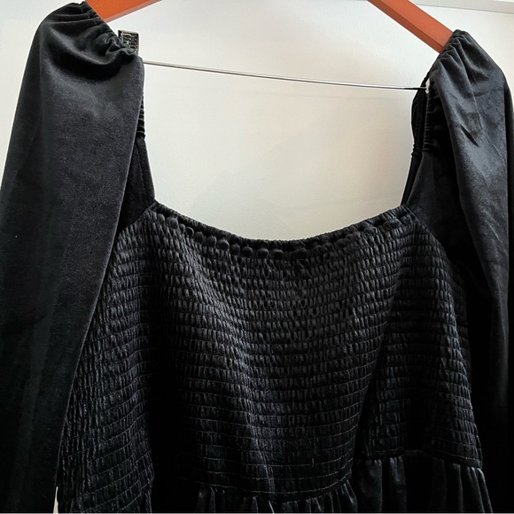 Smocked Velvet Mini Dress - Picture 7 of 8